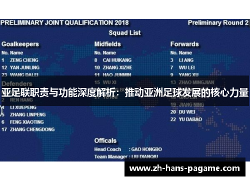 亚足联职责与功能深度解析：推动亚洲足球发展的核心力量